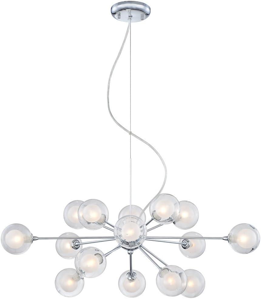 Possini Euro Design Spheres Chrome Chandelier 30" Wide Mid Century Modern Sputnik Glass Shade 15-Light Fixture for Dining Room House Kitchen Island