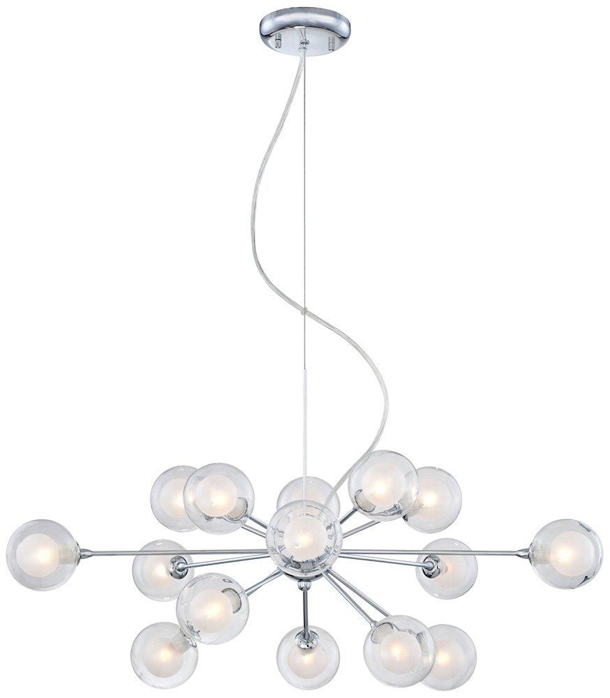 Possini Euro Design Spheres Chrome Chandelier 30" Wide Mid Century Modern Sputnik Glass Shade 15-Light Fixture for Dining Room House Kitchen Island