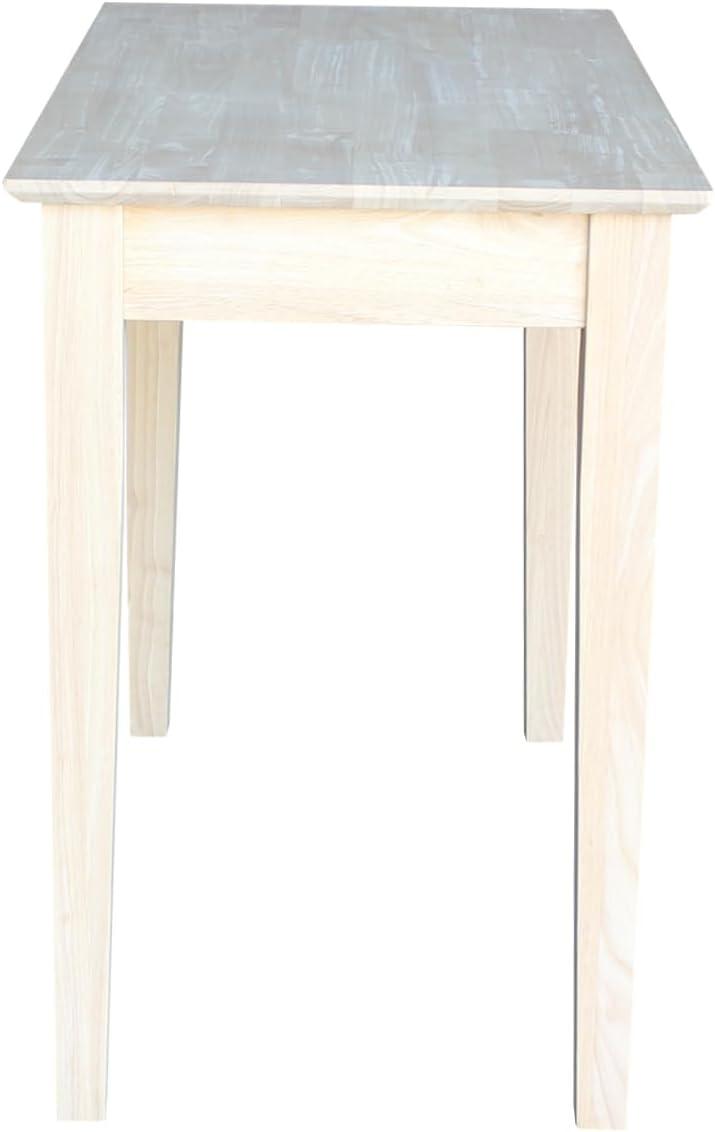 Solid Wood Writing Table Unfinished - International Concepts: 30"H, Hardwood, Narrow Design, 36" Width, Space Saver