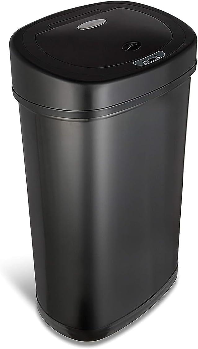 Nine Stars 13.2 Gallon Trash Can, Motion Sensor Kitchen Trash Can, Black Stainless Steel