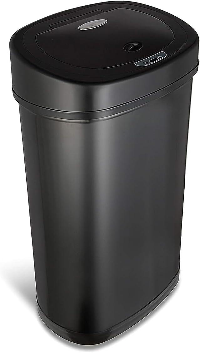 Nine Stars 13.2 Gallon Trash Can, Motion Sensor Kitchen Trash Can, Black Stainless Steel
