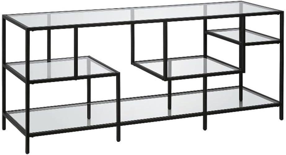 Black Bronze TV Stand with Glass Shelves - Henn&Hart