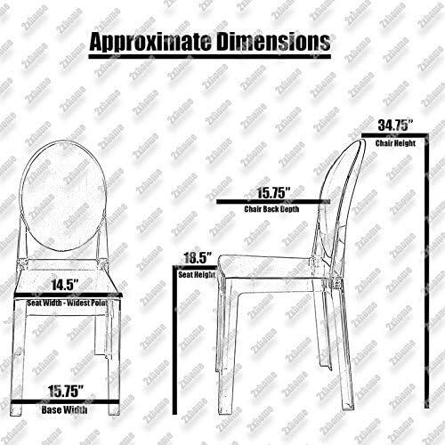 Clear Armless Transparent Ghost Dining Chairs, Set of 2