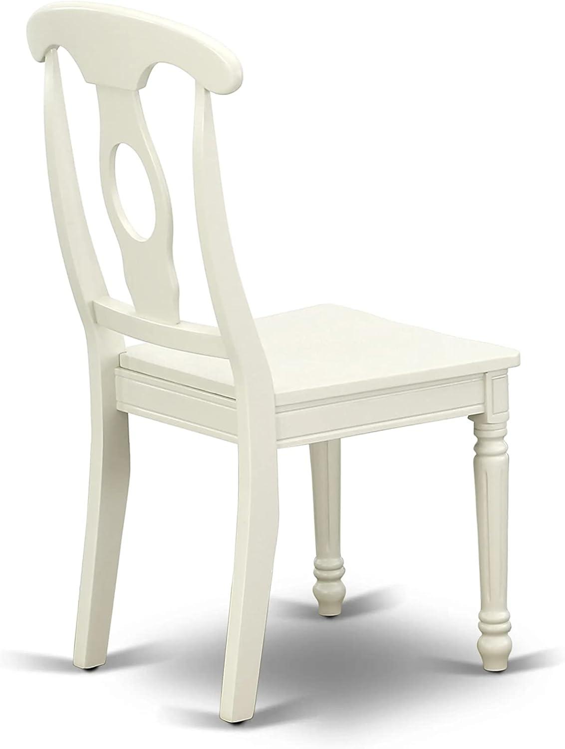 East West Furniture Napoleon 10" Wood Dining Chairs in Linen White (Set of 2)