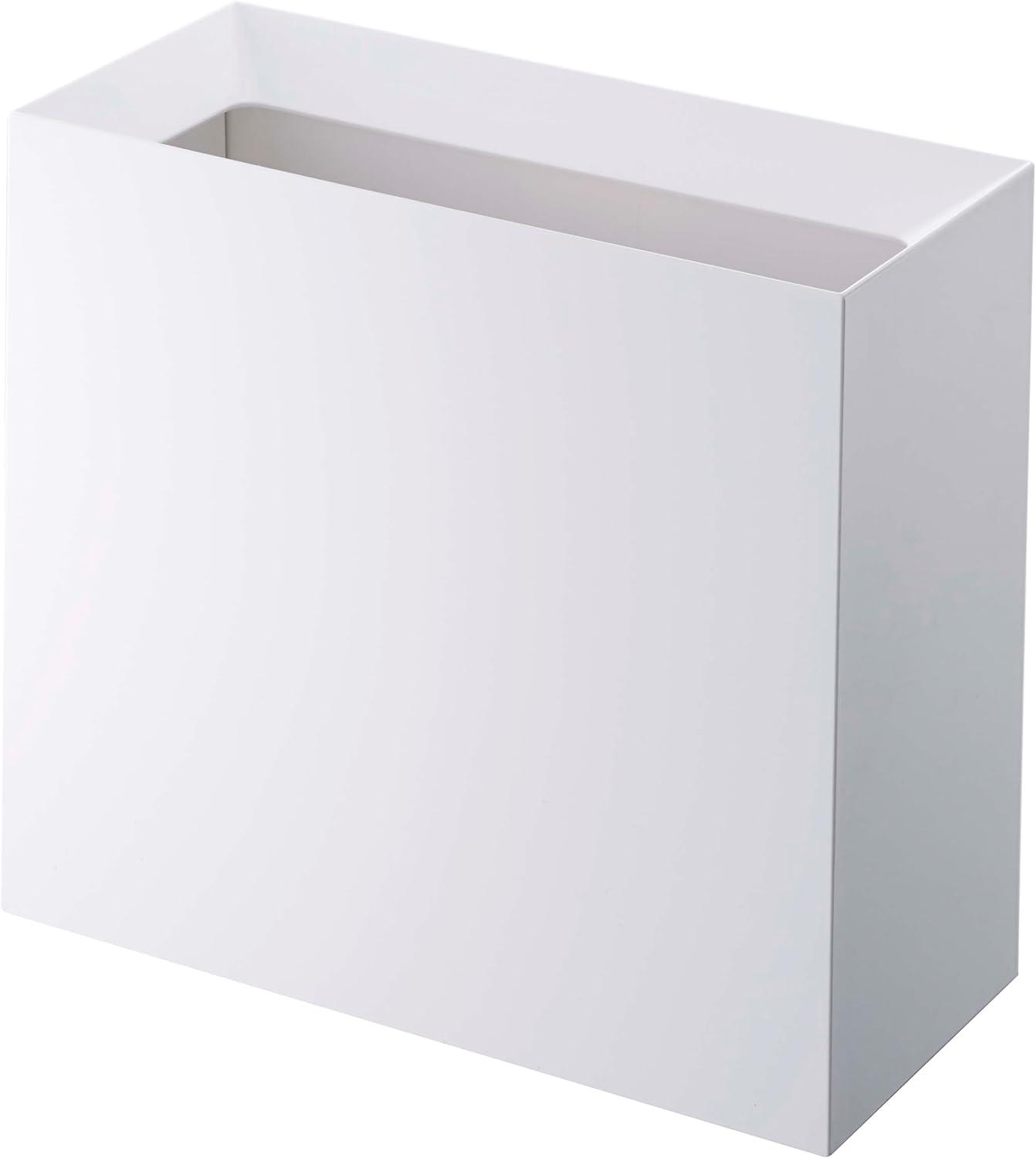 White Rectangular Minimalist Plastic Waste Basket