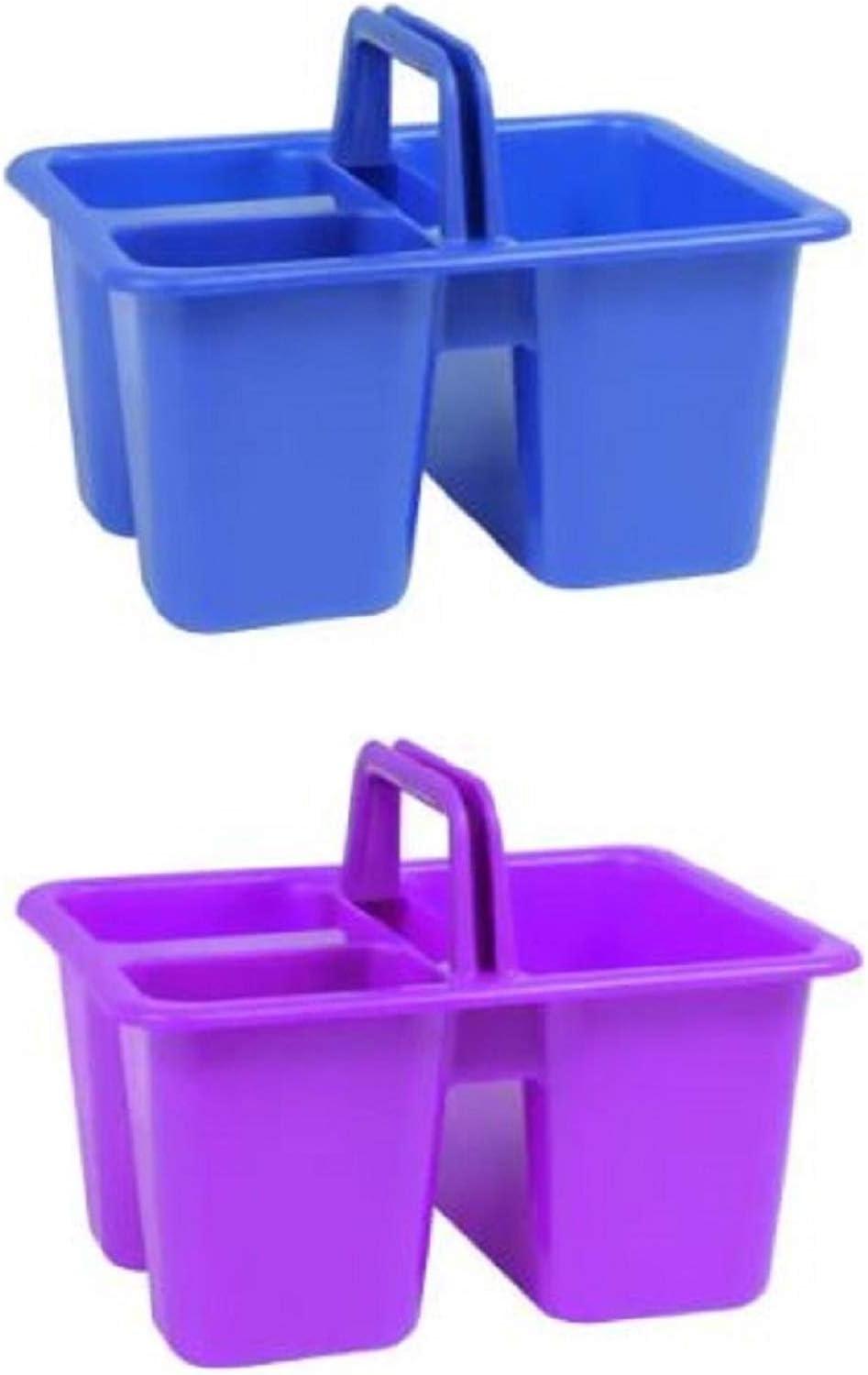 Small Plastic Caddies with Handles, 3 Compartments, Assorted Colors, 4-ct Set