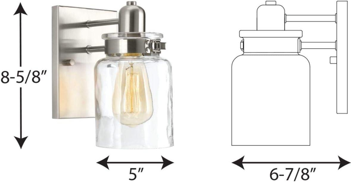Progress Lighting Calhoun Collection 1-Light Bath & Vanity Wall Light, Brushed Nickel, Clear Glass Shade