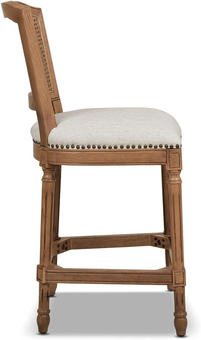 Triomphe Rattan Wicker Counter Bar Stool White Pepper Stain Resistant Polyester