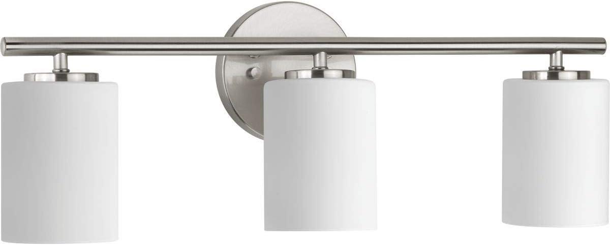 Progress Lighting Replay Collection 3-Light Bath Vanity, Brushed Nickel, Shade Included