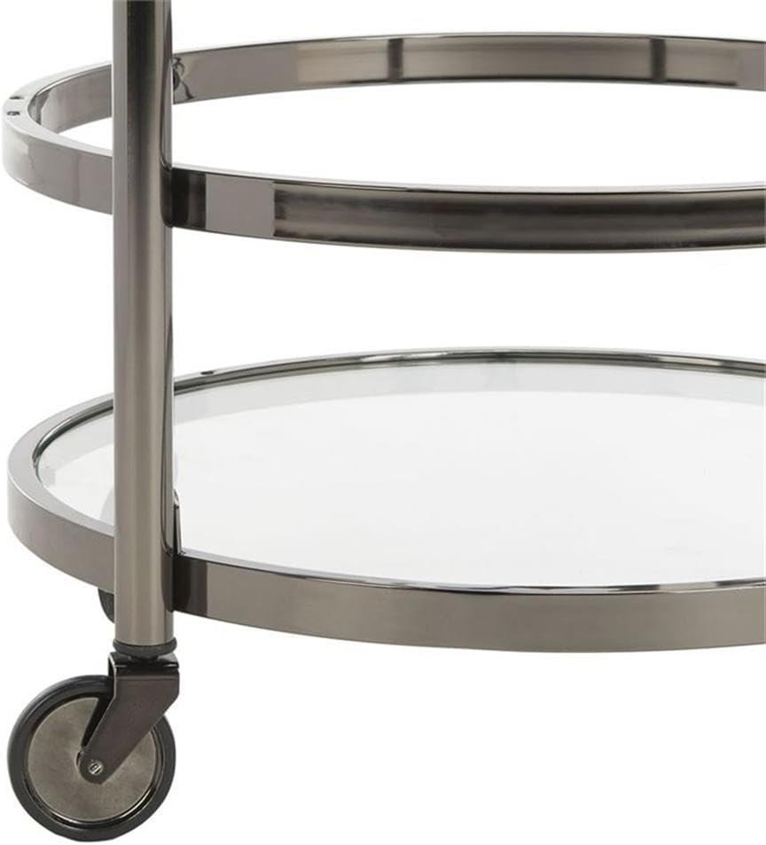 Sienna 2 Tier Round Bar Cart - BCT8001B - Gold/Glass - Safavieh