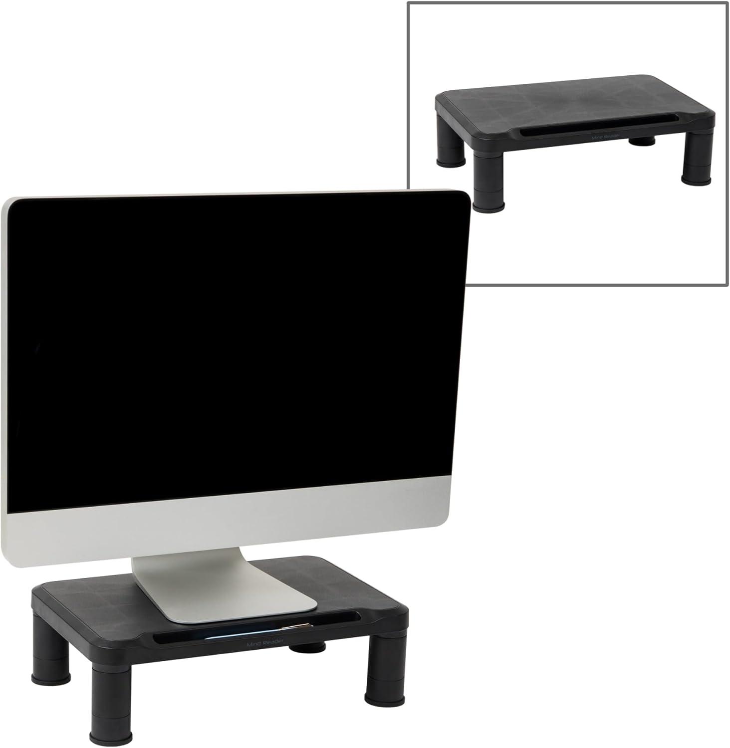 Adjustable Black Plastic Monitor Stands, Set of 2