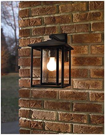 Pewter and Black Energy Star Outdoor Lantern with Seeded Glass