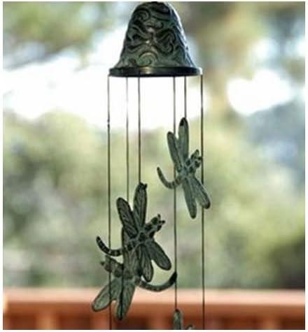 Patina Brass Dragonfly Wind Chime, 18" Tall