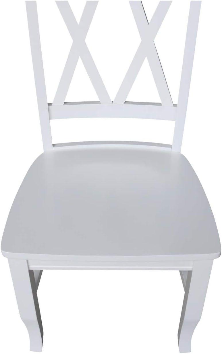 International Concepts Set of 2 Jeremy Double Dining Chairs White: Hardwood Frame, Modern Style, 250lb Capacity