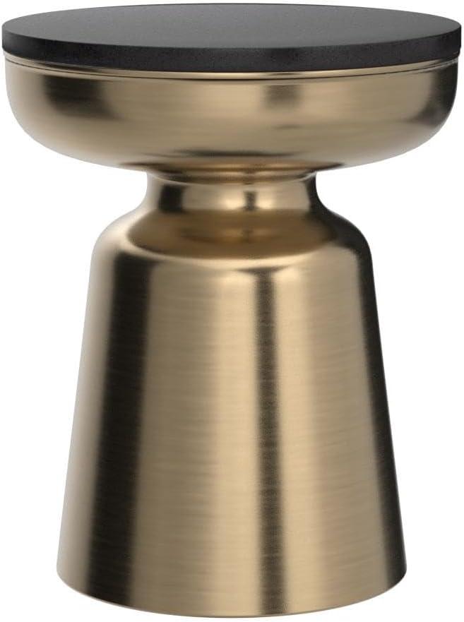 Finch Finch Adler Rothko Accent Side Table, Granite Top, Brushed Brass or Rose Gold Base, Hourglass Shape