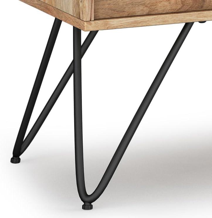 Simpli Home Hunter Mango Wood 68" Industrial TV Media Stand in Natural For TVs up to 75"