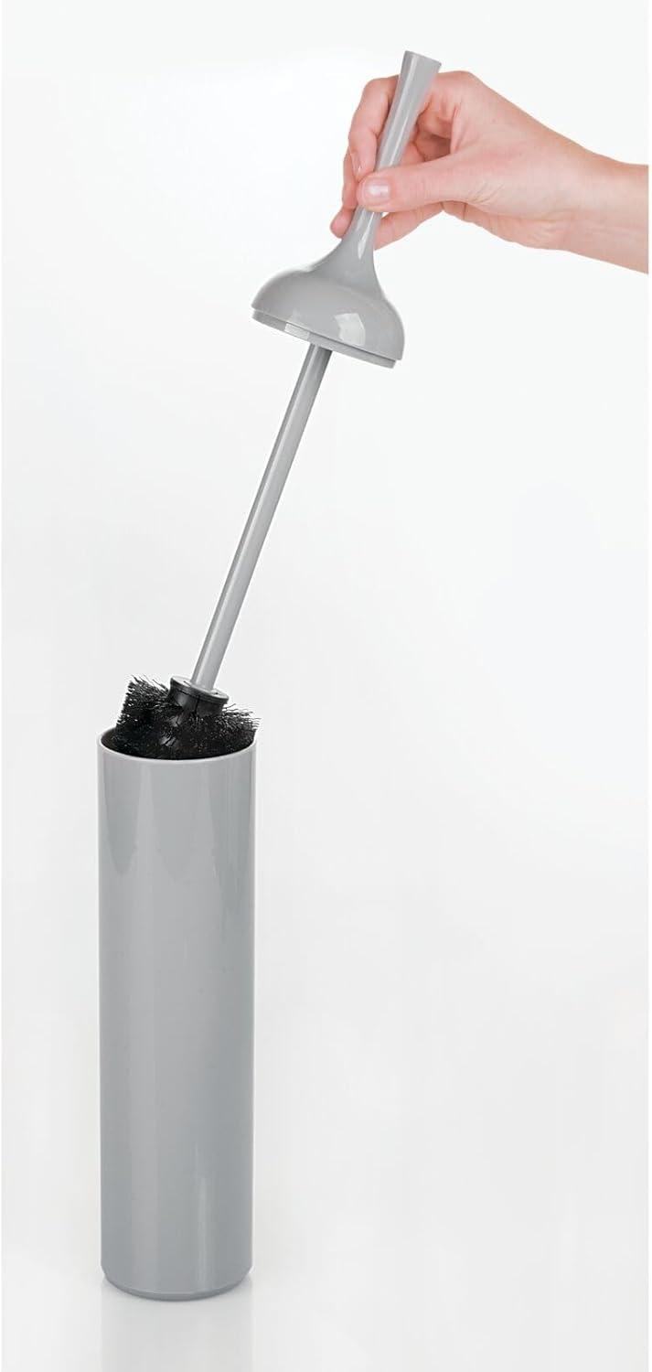 mDesign Extra Slim Compact Plastic Toilet Bowl Brush Holder - Gray