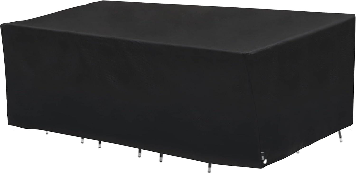Modern Leisure Black Diamond Waterproof Oval Patio Table & Chair Set Cover, 108"L x 64"W x 34"H, Black