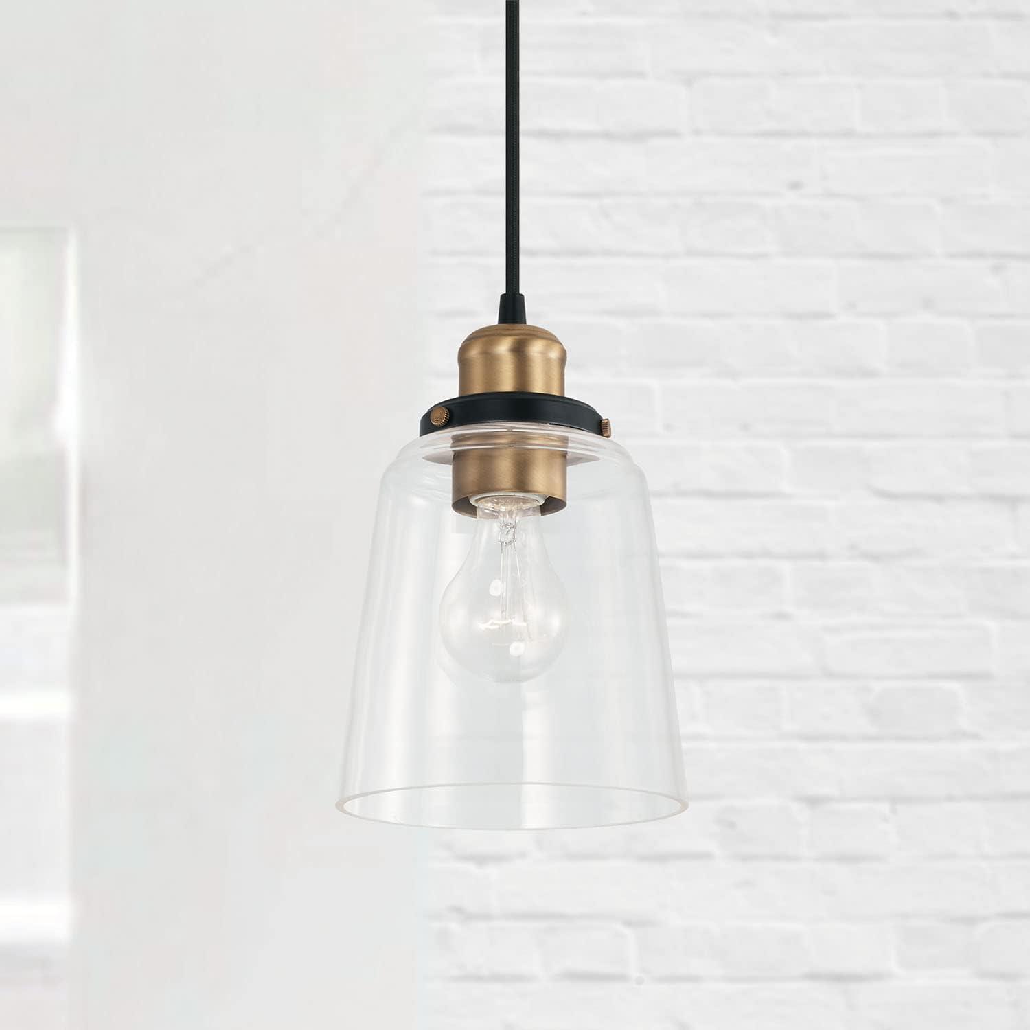 1 Light Pendant-Aged Brass, Black Finish Capital Lighting 3718Ab-135