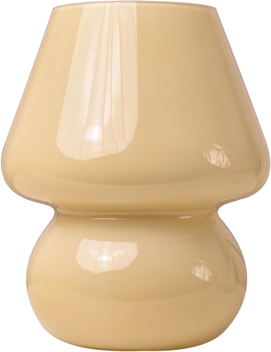 Small Beige Glass Mushroom Table Lamp