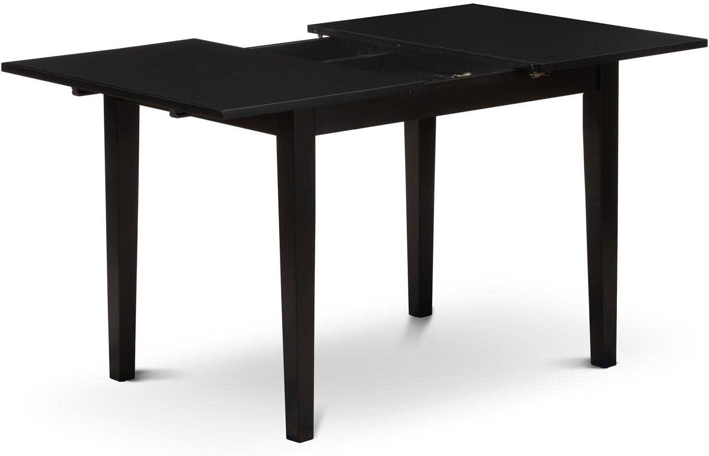 Norden Extendable Black Wood Rectangular Dining Table for Four