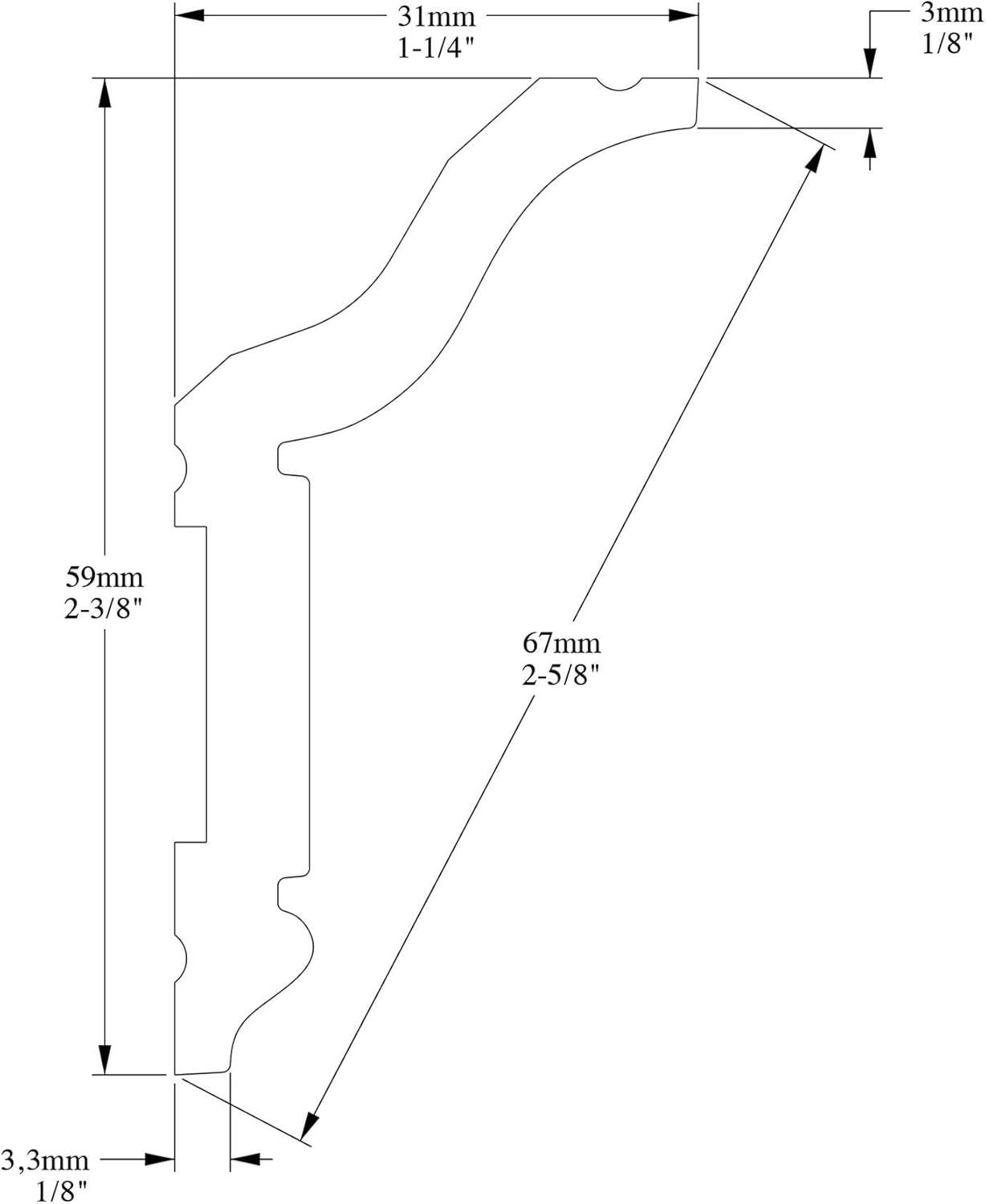 Primed White Polystyrene Crown Moulding 78" Length