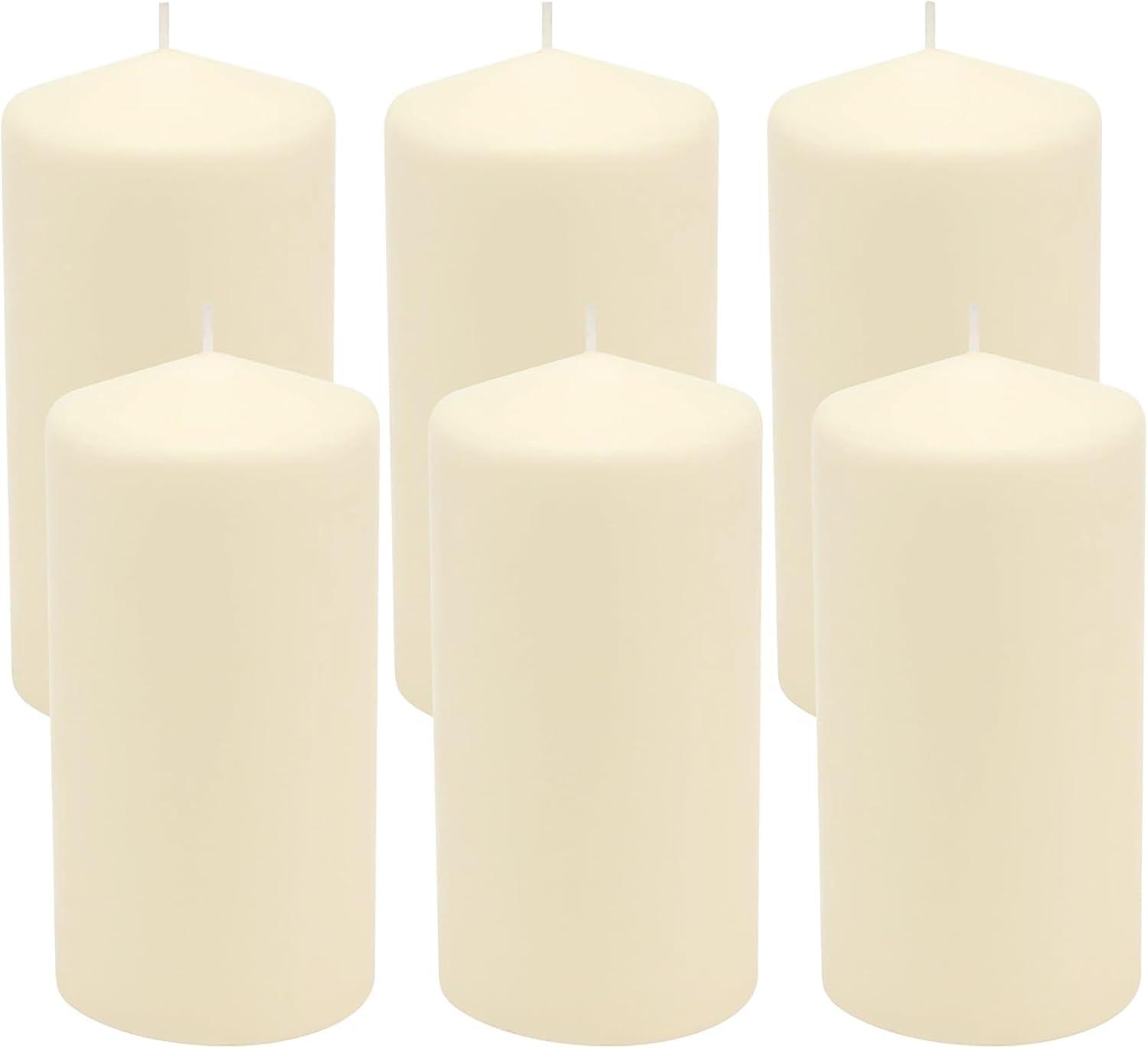 Stonebriar 3" x 6" Unscented 1-Wick Ivory Pillar Candles, 6 Pack