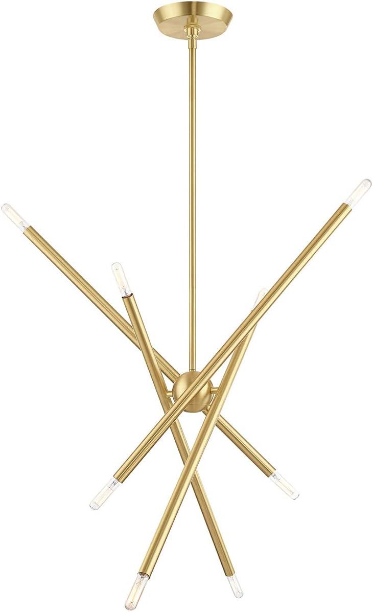 Soho Satin Brass 8-Light Linear Chandelier with Crystal Accents