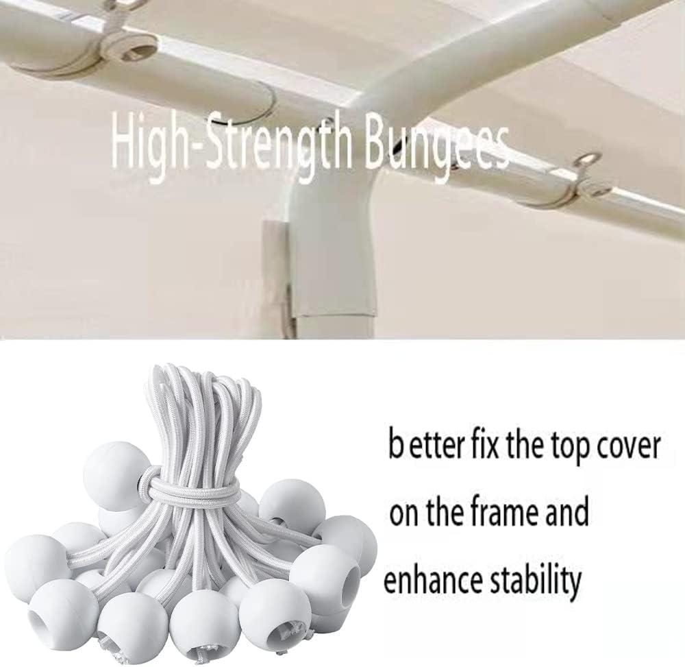 White 10'x20' PE Carport Replacement Canopy Cover with Bungees