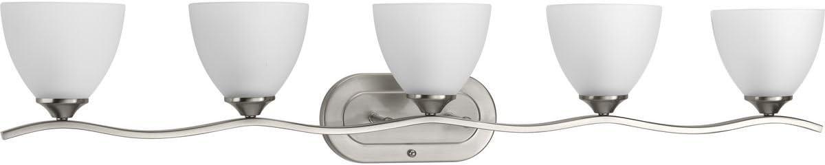 Progress Lighting Laird 5-Light Bath Vanity, Brushed Nickel, Glass Shade
