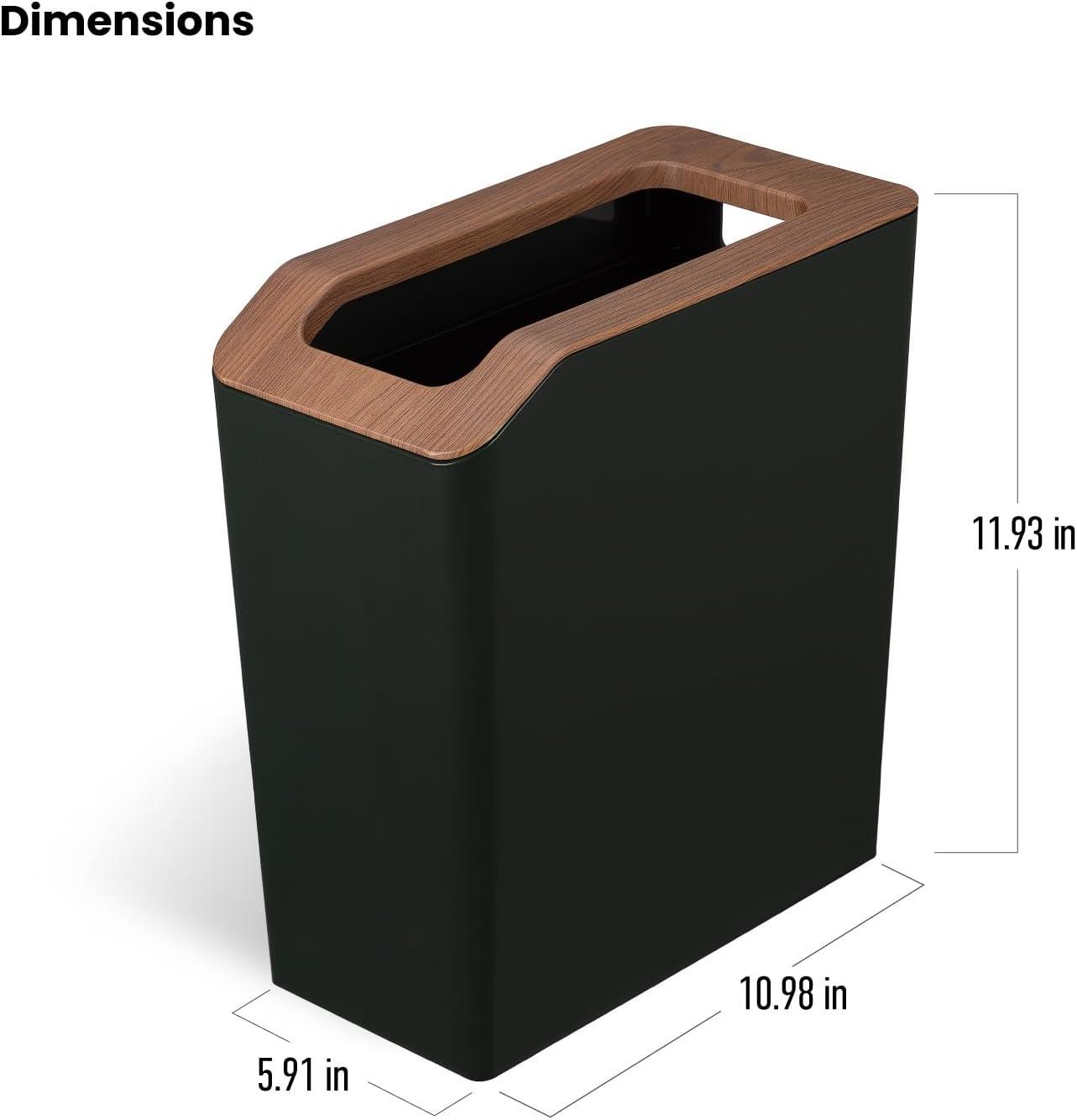 2.1 Gallon Trash Can Combo, Slim Rectangular With Open Top, Serene Green