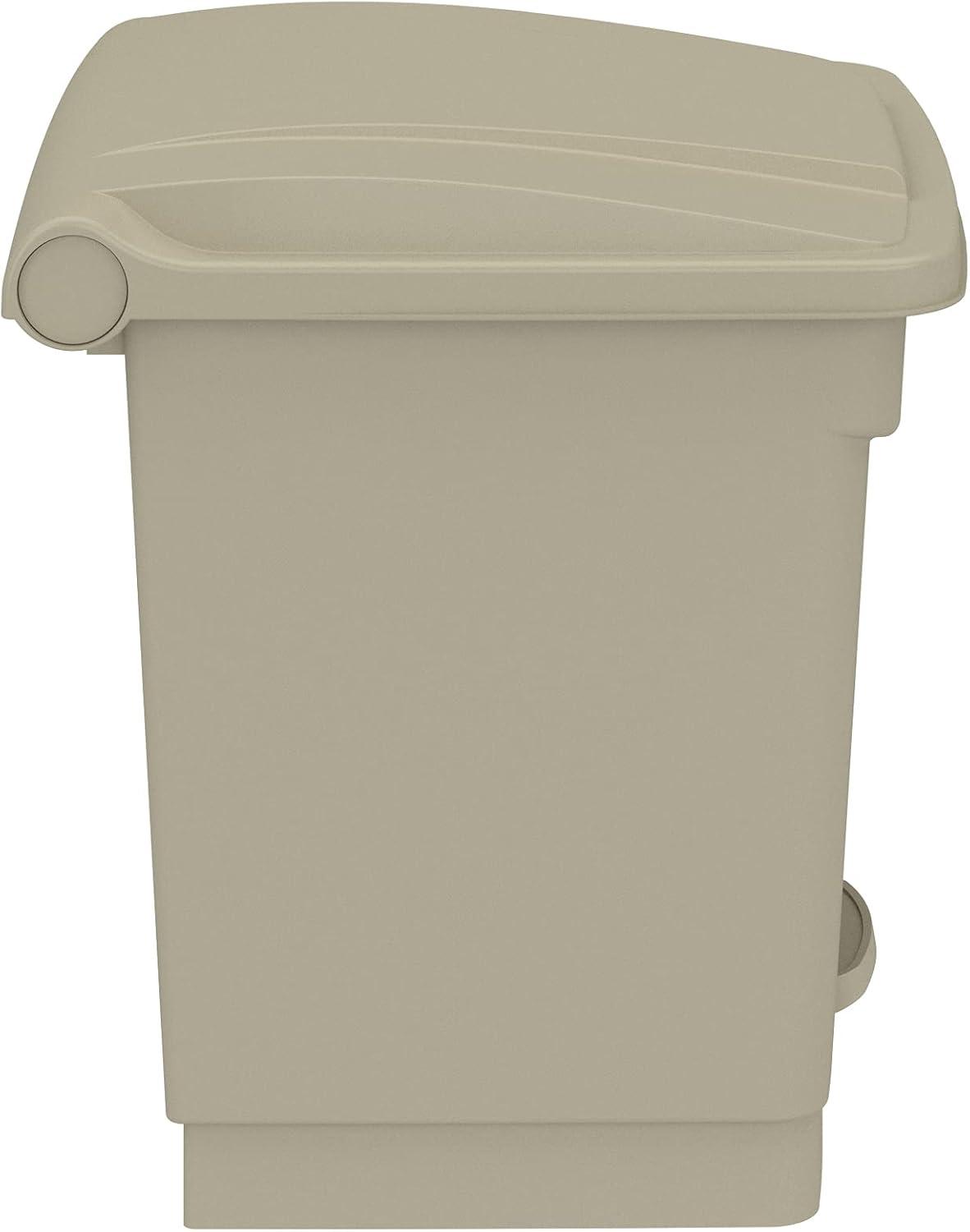 ZiaZbYinY Step-On Indoor Plastic Trash Can, Hands- Disposal, 8 Gallon, Tan