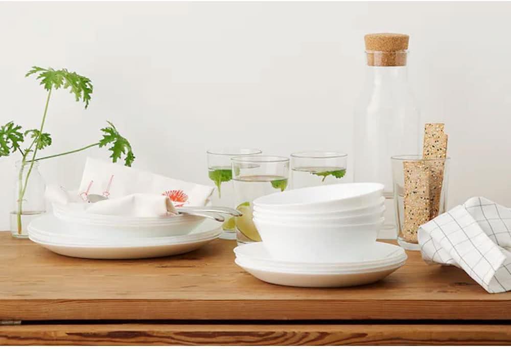 Elegant White Tempered Glass Serving Bowls Set of 6