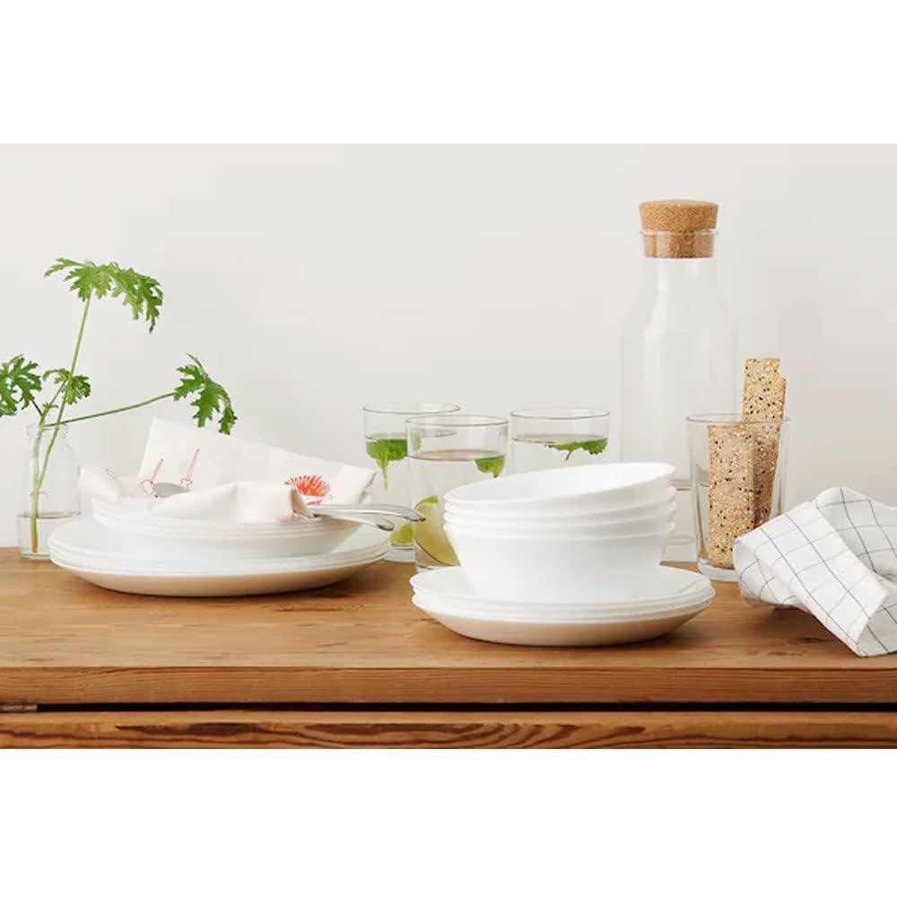 Elegant White Tempered Glass Serving Bowls Set of 6