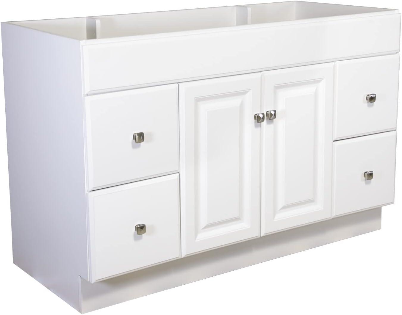 Wyndham 48-Inch Semi-Gloss White MDF Freestanding Bathroom Vanity