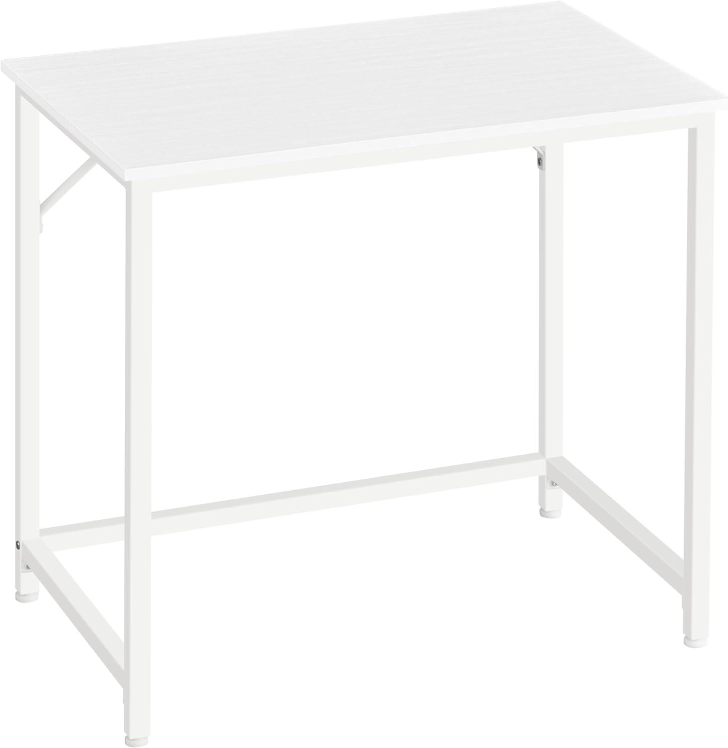 Maple White Rectangular Computer Gaming Desk with Metal Frame