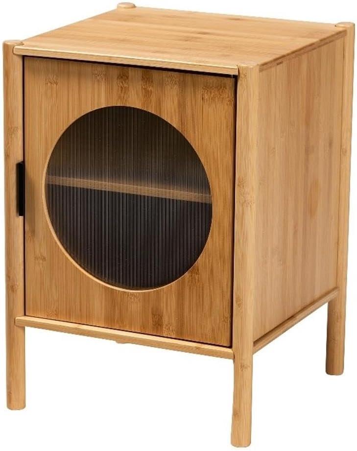 Naresh Bamboo Wood 1 Door End Table Natural Brown - Baxton Studio