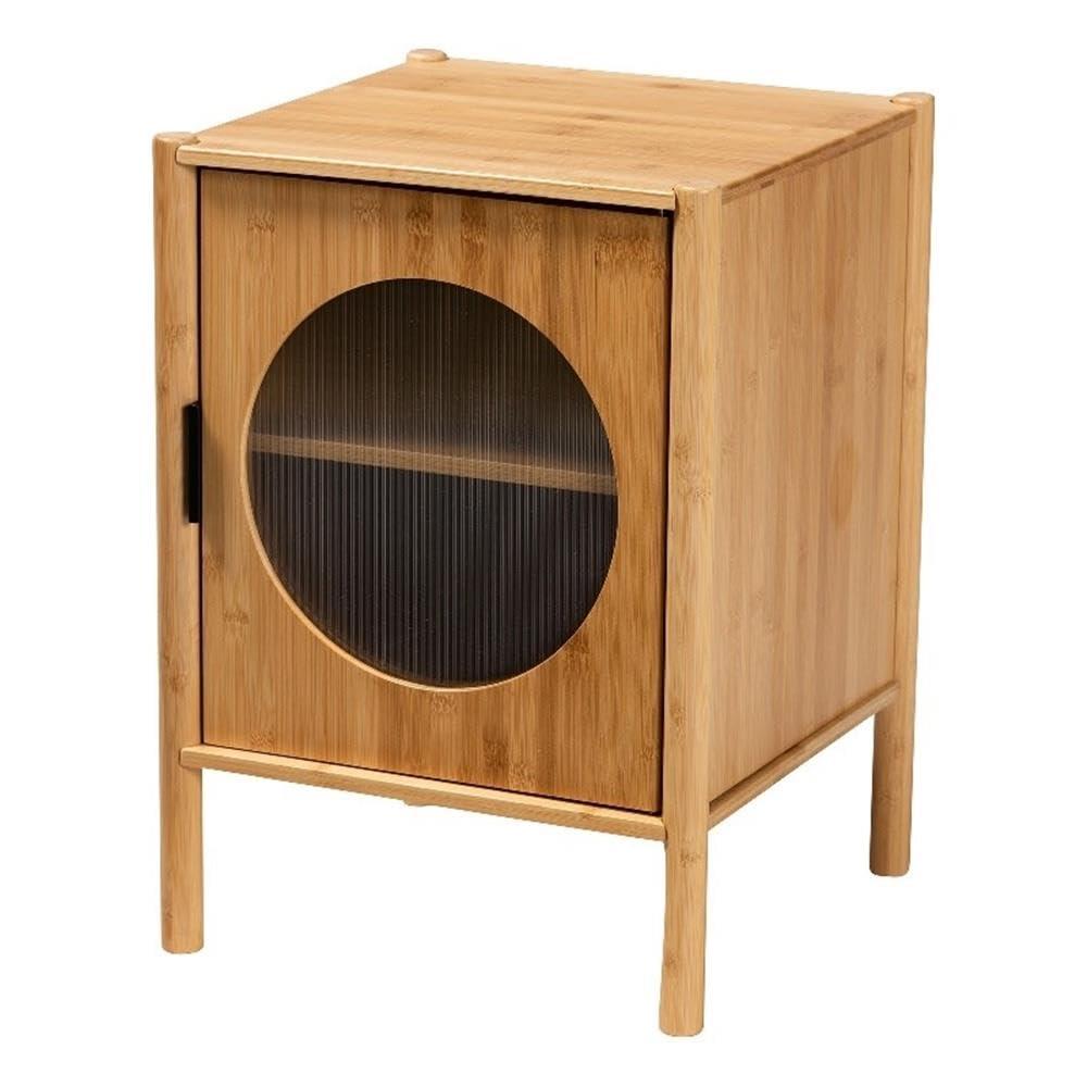 Naresh Bamboo Wood 1 Door End Table Natural Brown - Baxton Studio