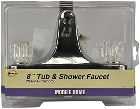 Danco Mobile Home RV Tub Shower Center-Set Faucet, 8 inch, 2-Handle, Chrome with Clear Acrylic Handles (33156X)