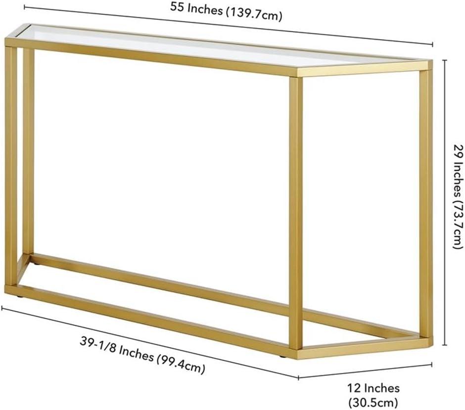 Evelyn&Zoe Levi 55" Wide Trapezoid Console Table, Brass