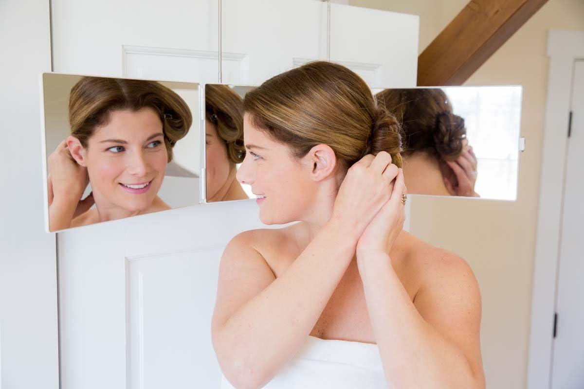 Portable Tri-Fold Mirror Home/Travel (White) 3 Way Mirror Hair, Makeup Mirror, Back of Head, Coloring, Styling, Cutting, Gifts for Men/Women