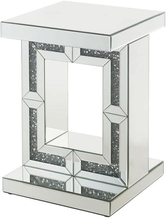 16" Noralie Accent Table Mirrored/Faux Diamonds - Acme Furniture