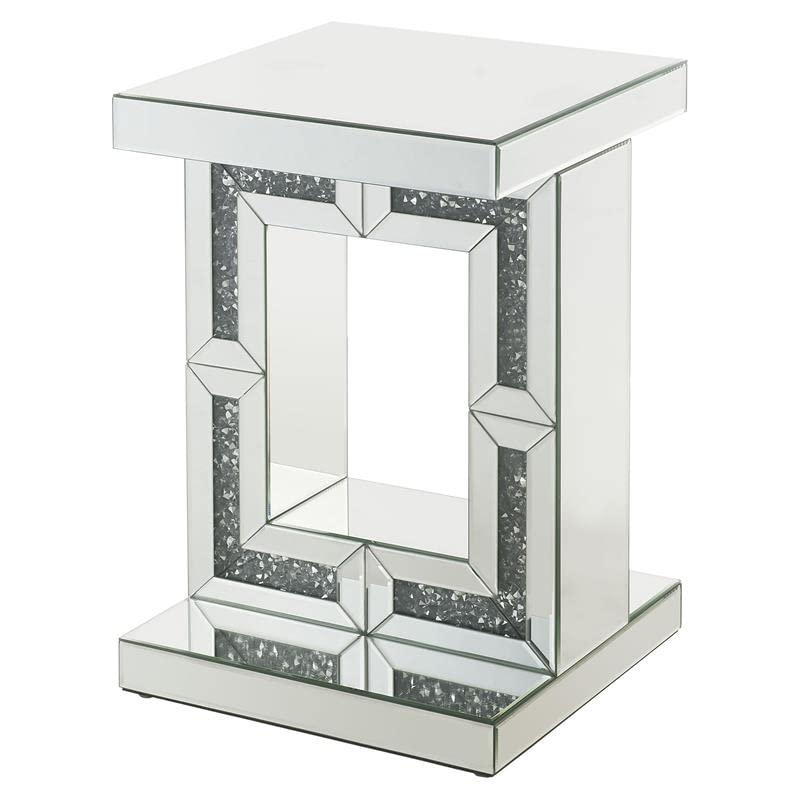 16" Noralie Accent Table Mirrored/Faux Diamonds - Acme Furniture