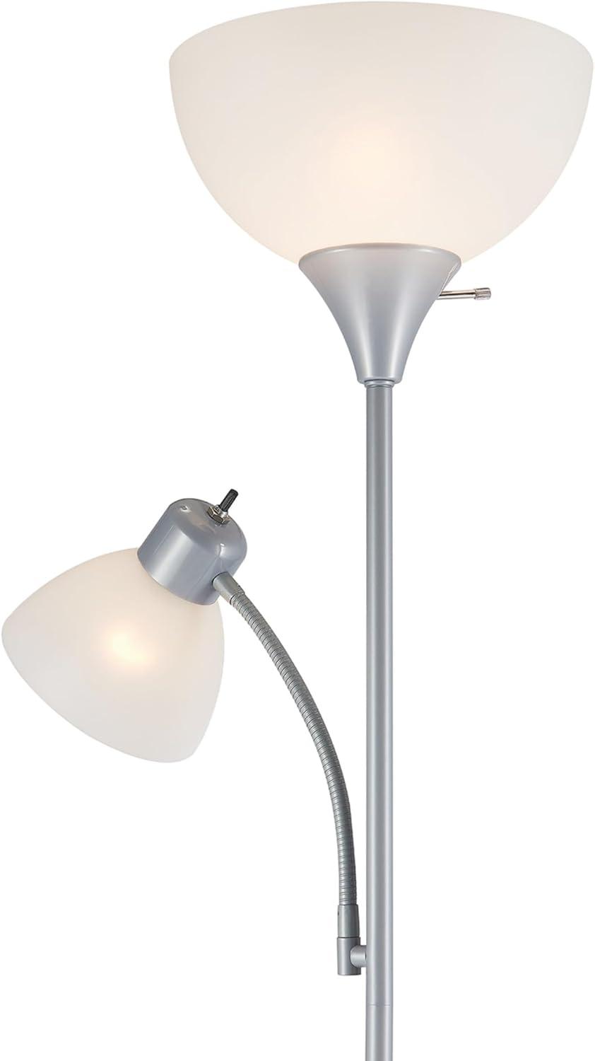 Globe Electric Delilah 72" Silver Torchiere Floor Lamp with Reading Light