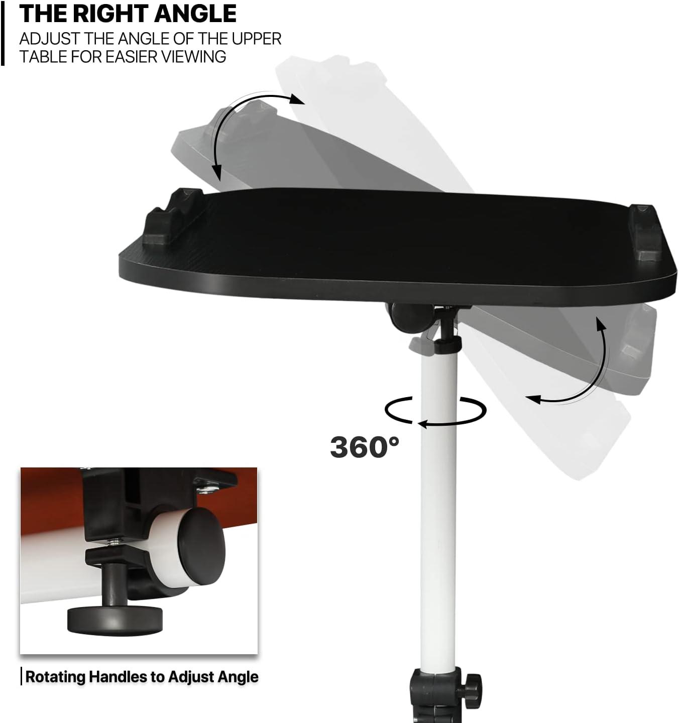 MoNiBloom Mobile Computer Desk, Adjustable Height Standing Table, Laptop Desk Rolling Sit-Stand with Wheels
