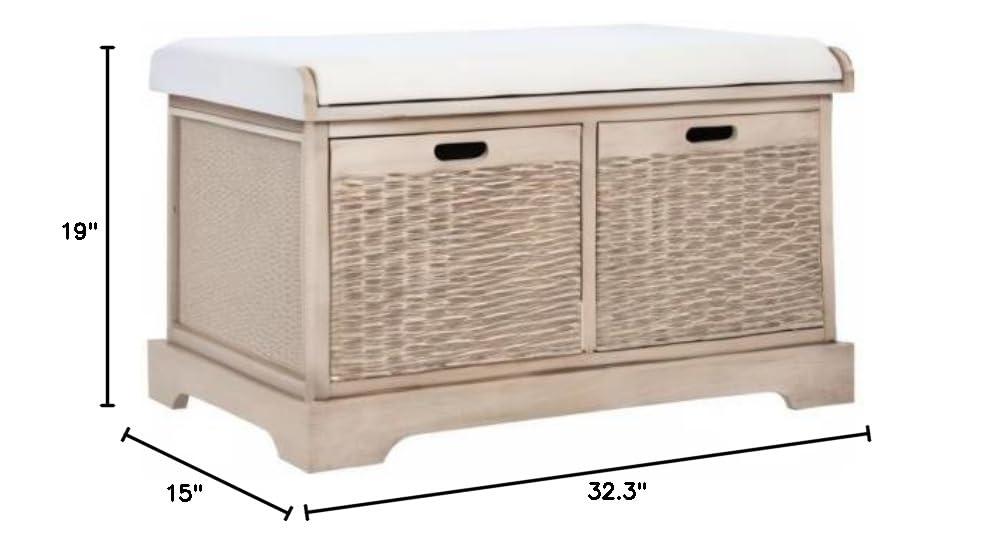 Landers 2 Drawer Cushion Bench - BCH5702 - Sand - Safavieh