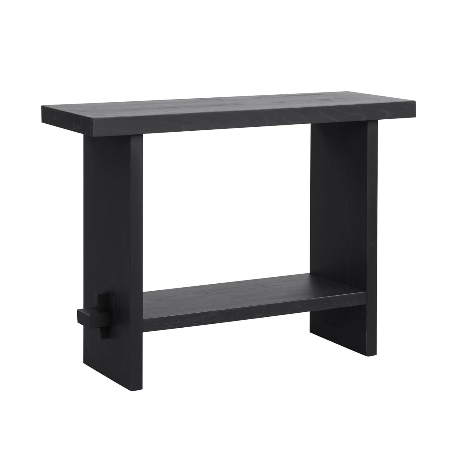 Nathan James Console Sofa Table Reclaimed Black Oak: 40" Narrow Entryway, Rustic Veneer Surface