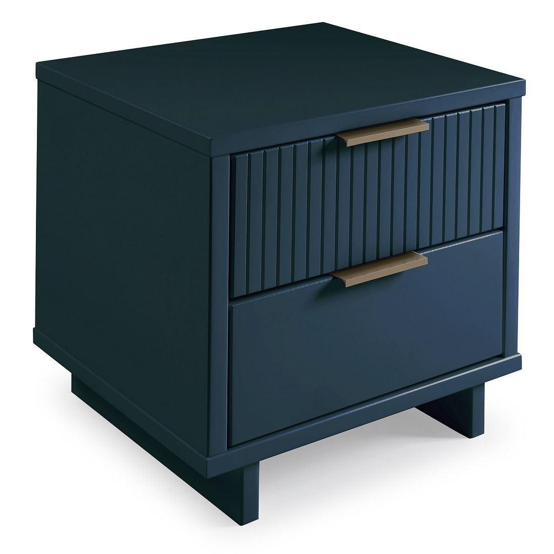 Granville Modern 2 Drawer Nightstand Midnight Blue - Manhattan Comfort: Soft Close, UV Finish, Metal Handles