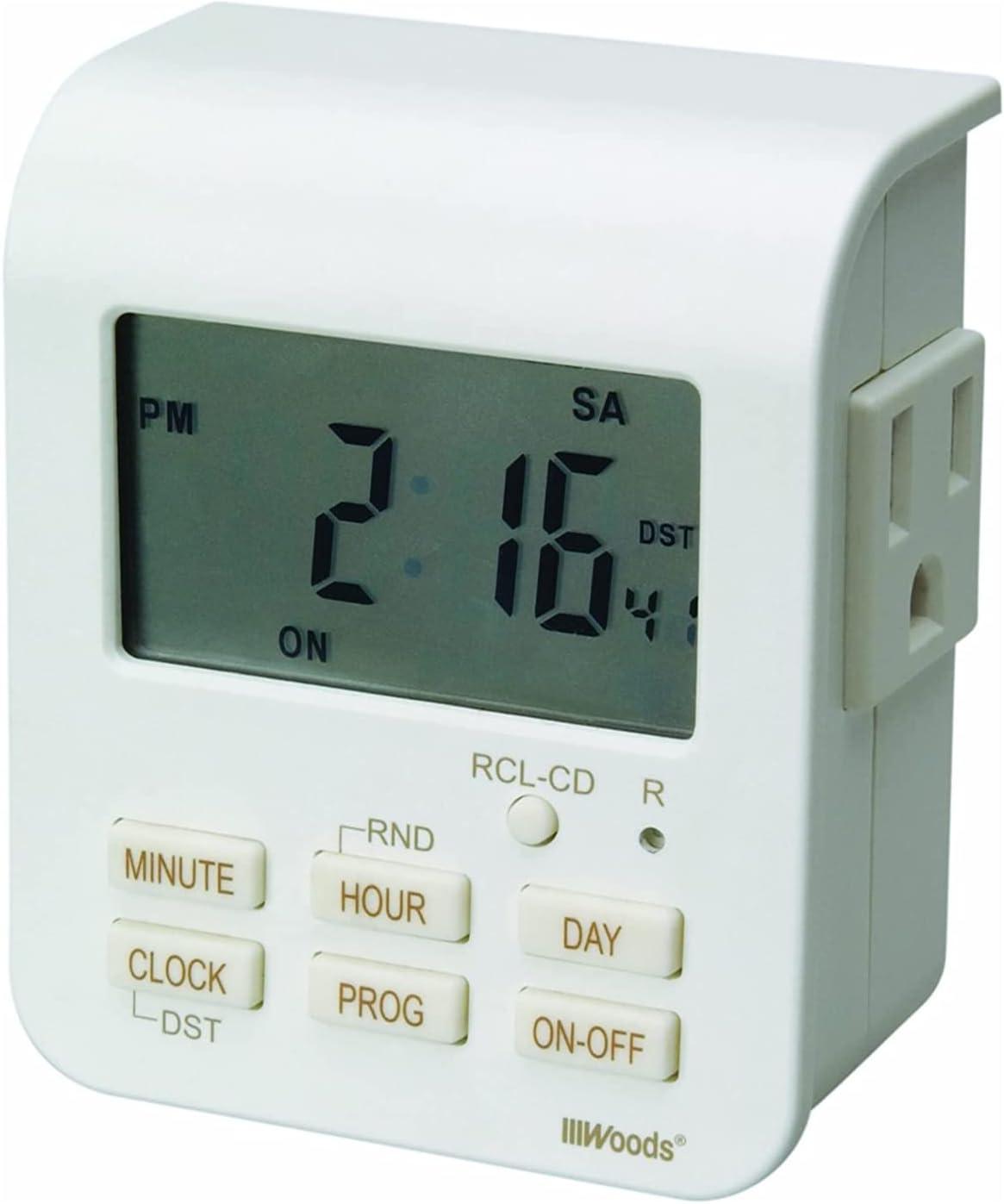 White Digital 7-Day Heavy Duty Indoor Timer with Dual Outlets