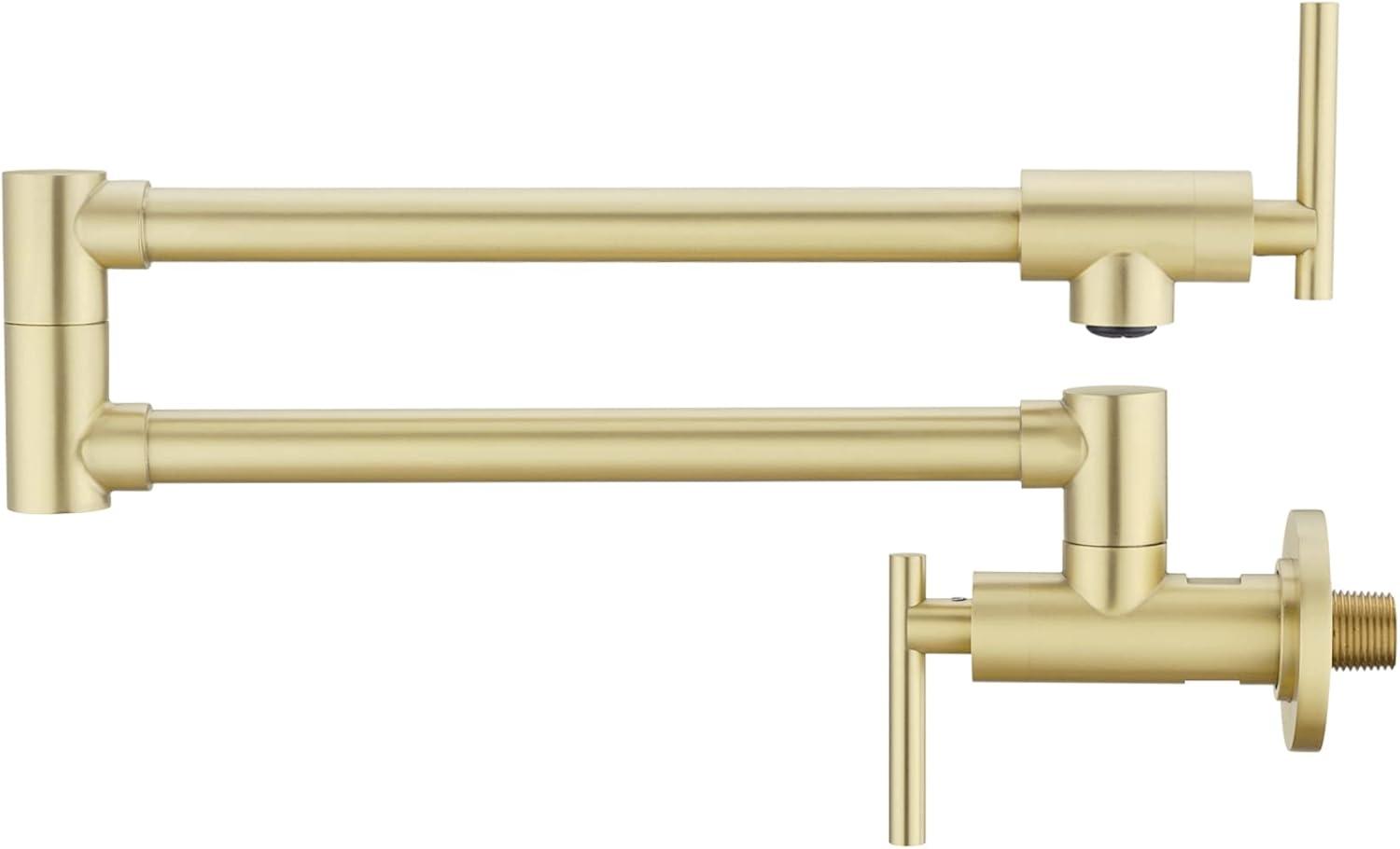 Brushed Gold Stainless Steel Wall Mount Pot Filler Faucet